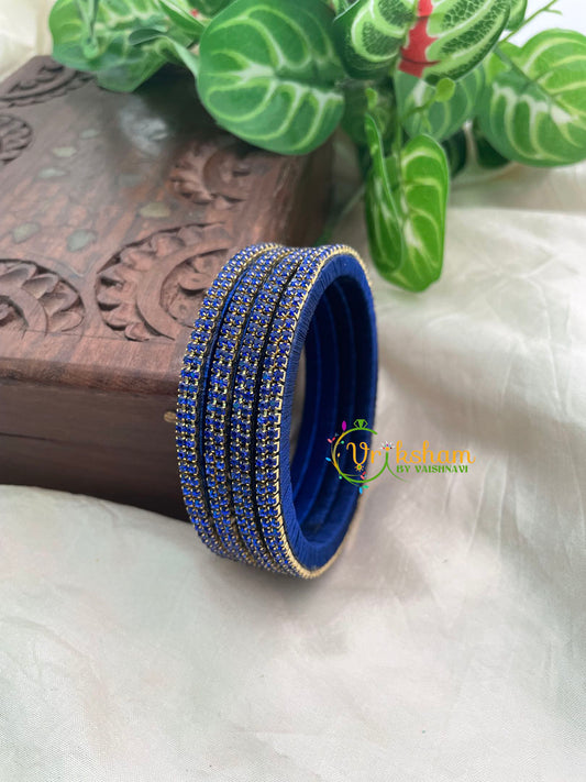 Blue Thin Silk Thread AD Stone Bangle -G8602