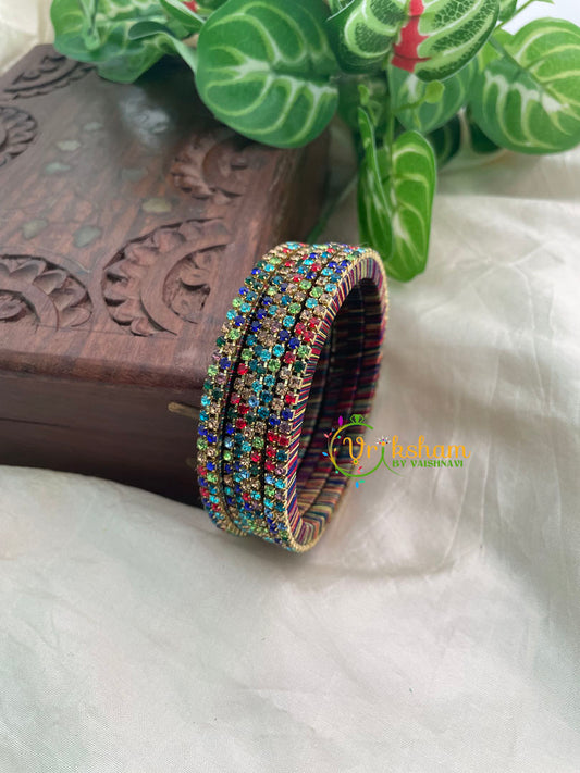 Multicolor Thin Silk Thread AD Stone Bangle -G8601