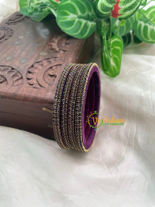 Purple Thin Silk Thread AD Stone Bangle -G8600