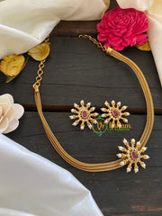 Traditional Addigai Choker Neckpiece -Red Tilak-G7322