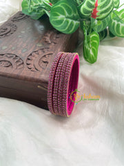 Pink Thin Silk Thread AD Stone Bangle -G8595