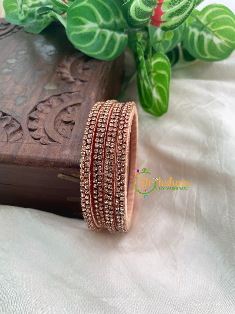 Gold Thin Silk Thread AD Stone Bangle -G8596