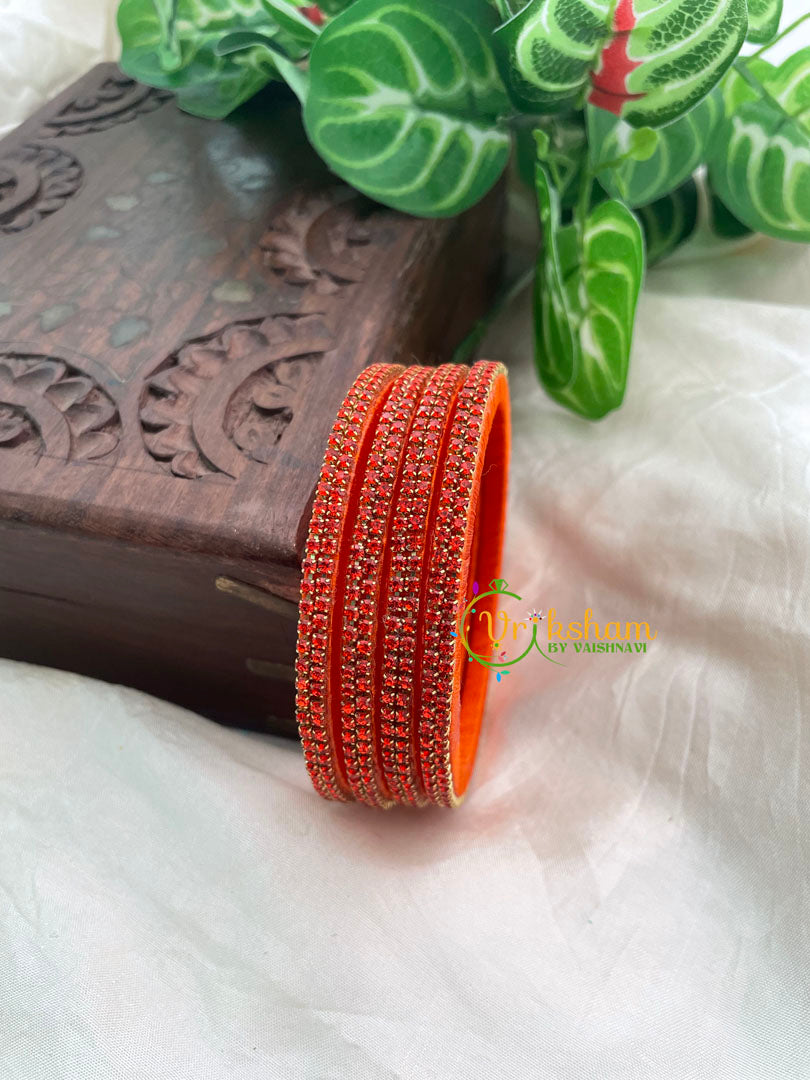 Orange Thin Silk Thread AD Stone Bangle -G8594