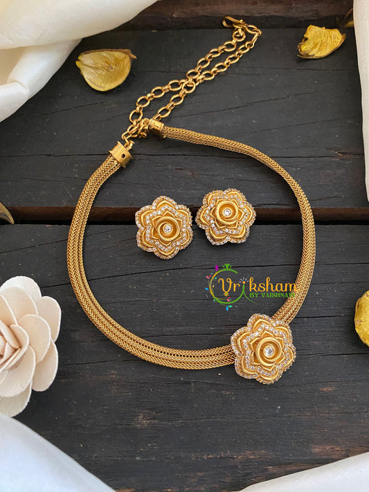 Traditional Addigai Choker Neckpiece-Rose-G7325