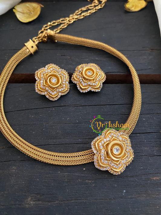 Traditional Addigai Choker Neckpiece-Rose-G7325