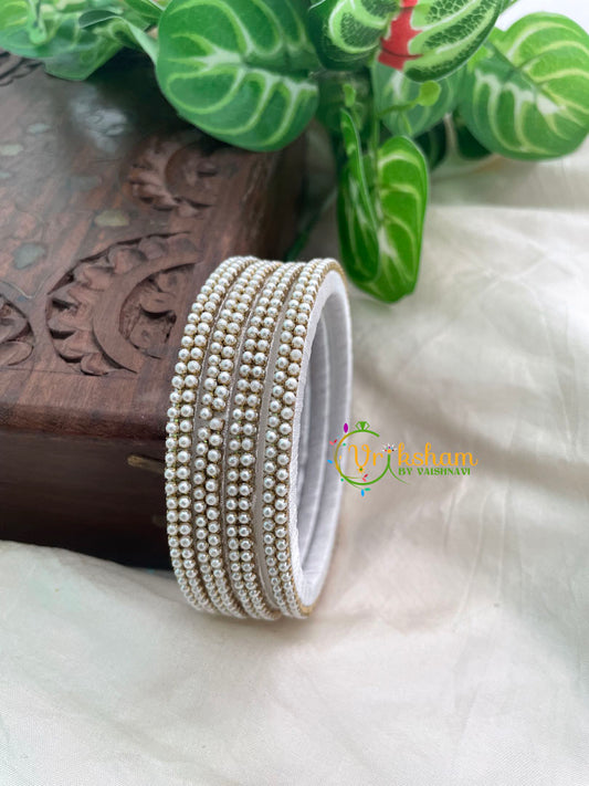 White Pearl Thin Silk Thread Bangle -G8591