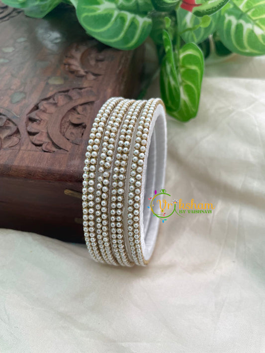 White Pearl Thin Silk Thread Bangle -G8591