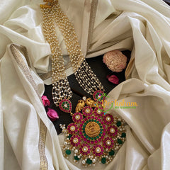 Precious Jadau Kundan Pendant Pearl Malai Lakshmi-J321