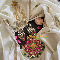 Precious Jadau Kundan Pendant Pearl Malai Lakshmi-J321