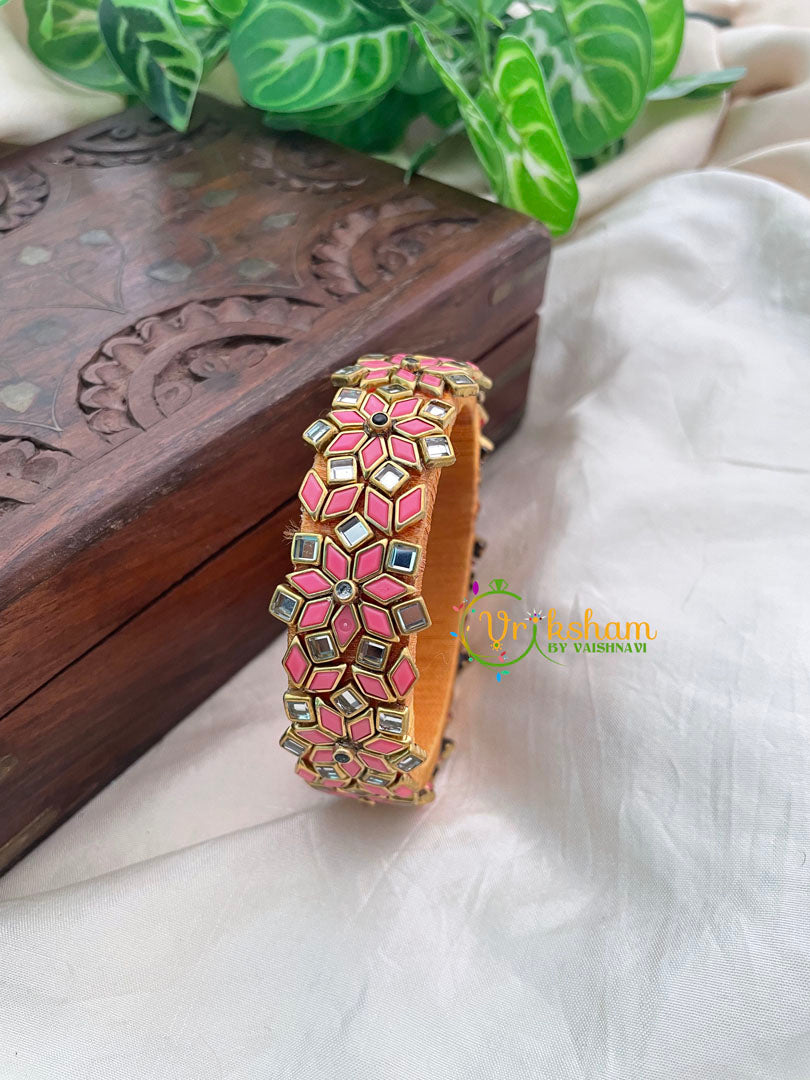 Rose Matt Silk Thread Kundan Kada Bangle -G8622