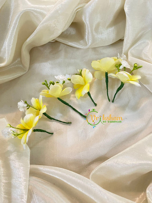 Yellow White Bridal Flower Accessory -6 pieces -H373