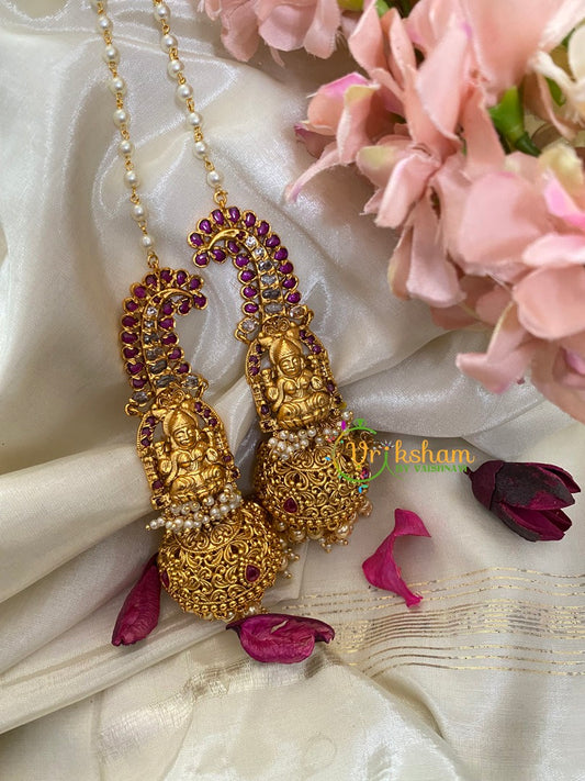 Premium Jumbo Lakshmi Temple Jhumkas-Red-G3117