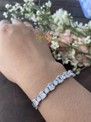 American Diamond Bracelet- White- Silver Tone -G2515