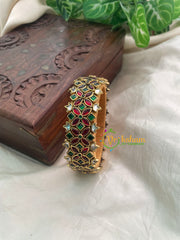 Maroon Green Silk Thread Kundan Kada Bangle -G8615