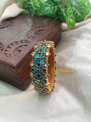 Blue and Light Blue Silk Thread Kundan Kada Bangle -G8614