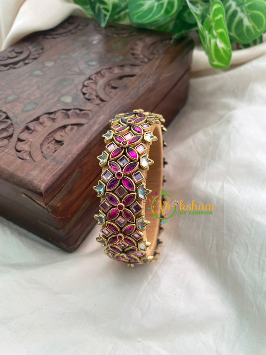 Purple Silk Thread Kundan Kada Bangle -G8612