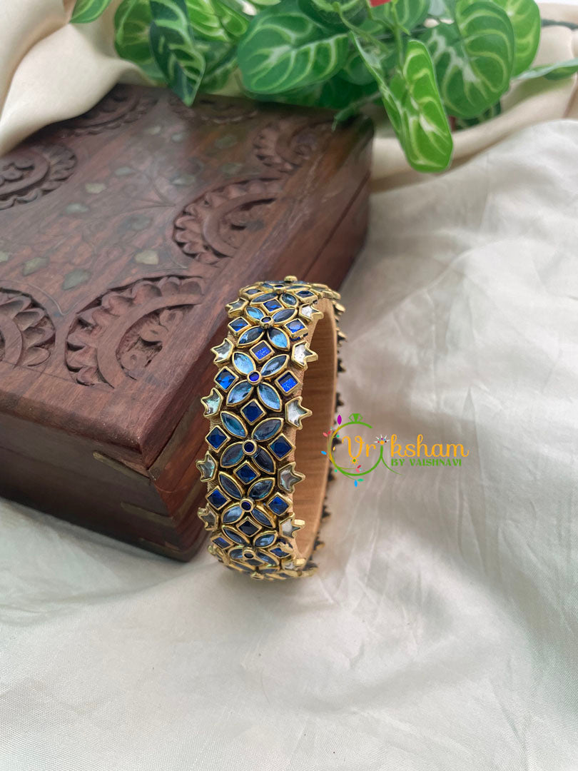 Blue Silk Thread Kundan Kada Bangle -G8550