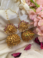 Traditional Peacock Jhumkas with Maatil-Red Green-G3140