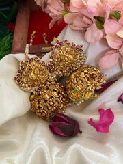 Traditional Peacock Jhumkas with Maatil-Red-G3139