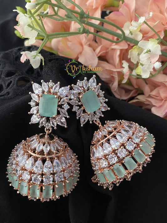 American Diamond Jhumkas -Pastel Green -G2512