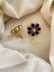 Precious Jadau Kundan Studs -Blue Flower-J1471