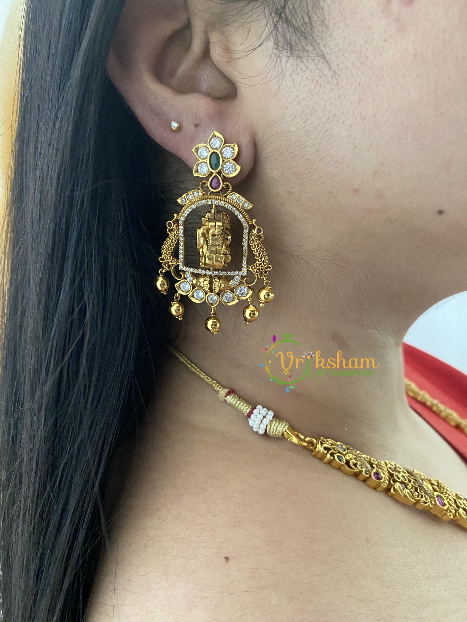 Rotatable Lakshmi Pendant Haram -Temple Haram -G8766