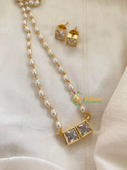 AD Stone Pearl Short Neckpiece -Double -G7342