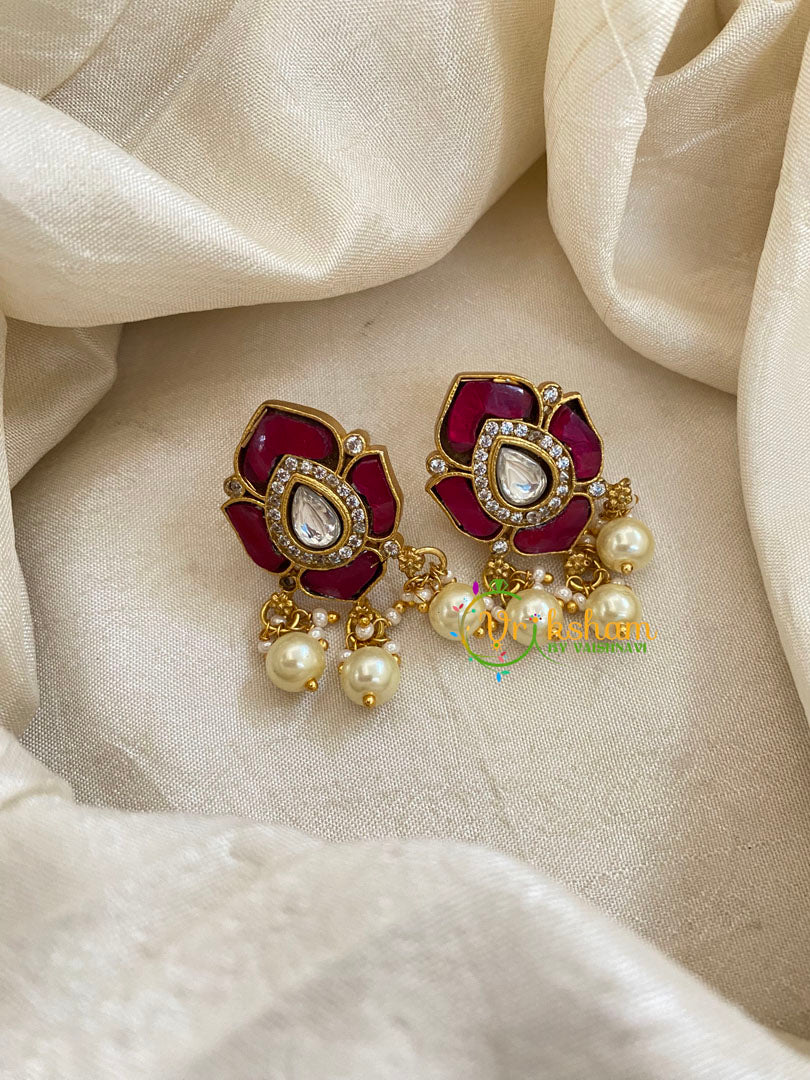 Precious Jadau Kundan Studs -Lotus-J1467