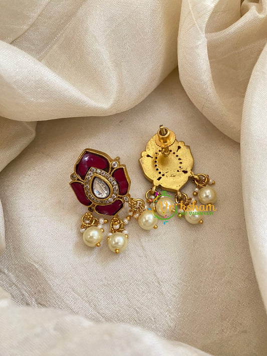 Precious Jadau Kundan Studs -Lotus-J1467