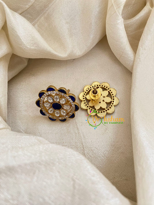 Precious Jadau Kundan Studs -Chakra-Blue-J1456