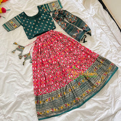 Green and Red Indian Traditional Girls Lehenga Set -VS800