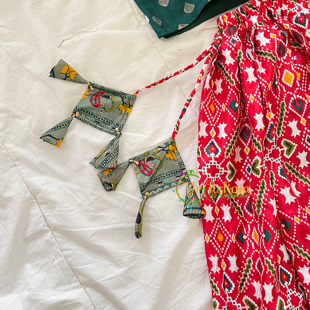 Green and Red Indian Traditional Girls Lehenga Set -VS800