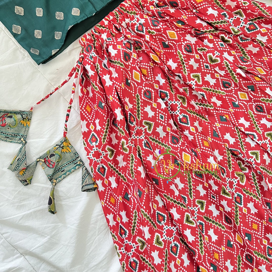 Green and Red Indian Traditional Girls Lehenga Set -VS800