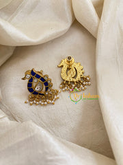 Precious Jadau Kundan Studs-Blue-Peacock-Pearls -J1440