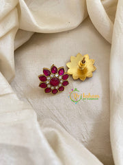 Precious Jadau Kundan Studs -Pink Flower-J1474