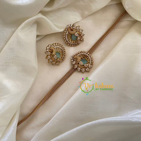 Traditional Addigai Choker Neckpiece-Pastel Green-G7336