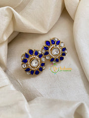 Precious Jadau Kundan Studs -Blue-J1452