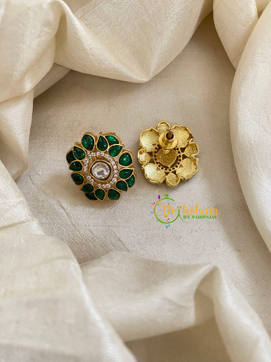 Precious Jadau Kundan Studs -Green-J1450