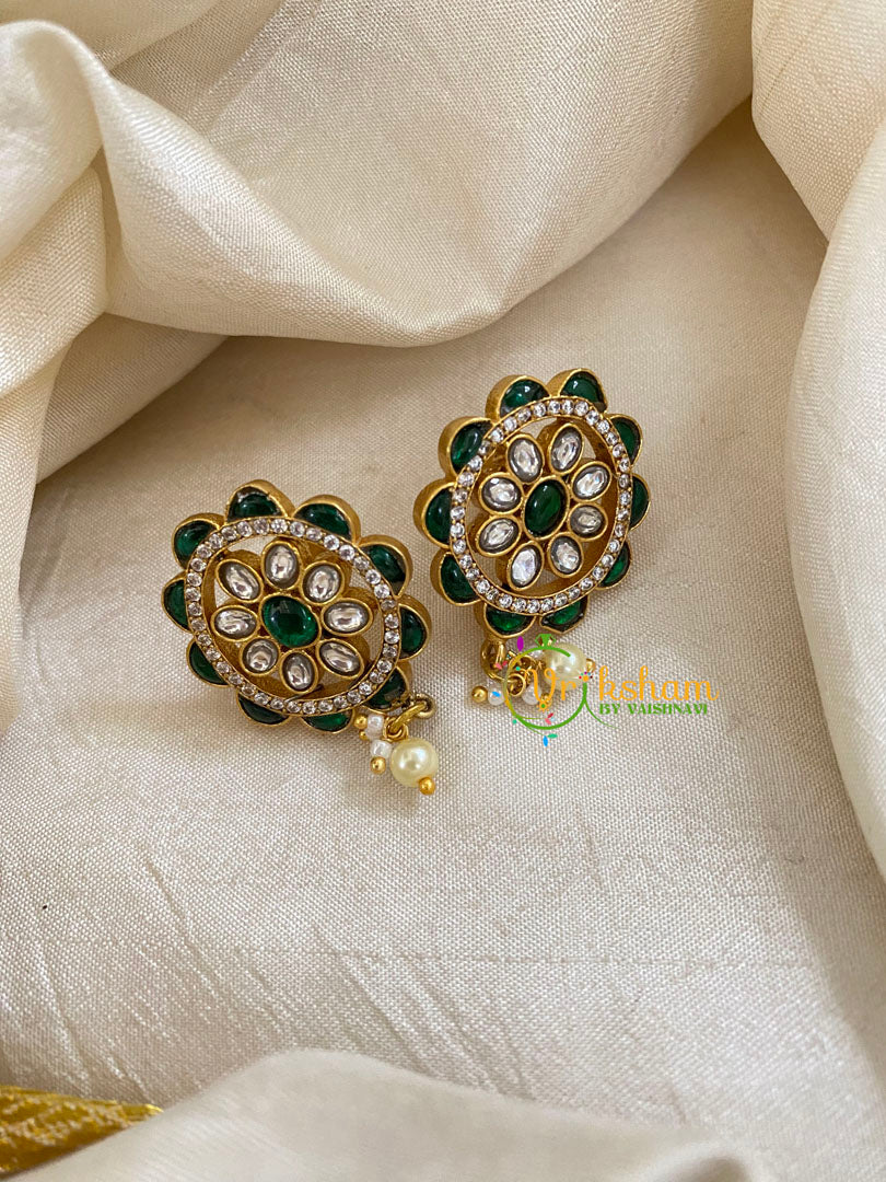 Precious Jadau Kundan Studs -Pink-Pearl -J1445