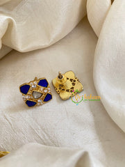 Precious Jadau Kundan Studs -Blue-J1449