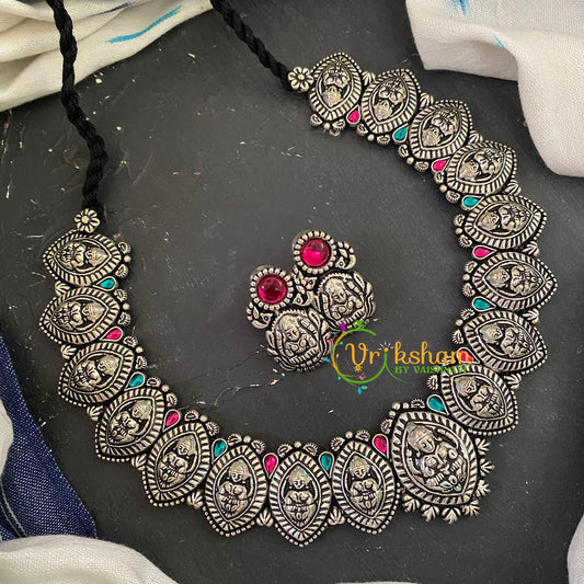 Kolhapuri Temple Neckpiece- Lakshmi-Red-S554