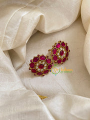 Precious Jadau Kundan Studs -Floral-Red-J1461