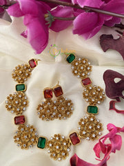 Simple AD Stone Choker -Red and Green-G2348