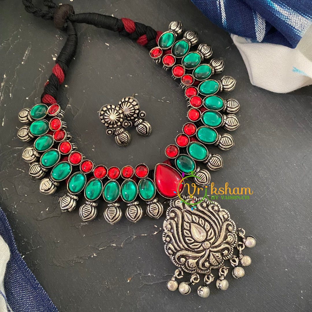 Kolhapuri Oxidized Silver Rope Neckpiece –S680