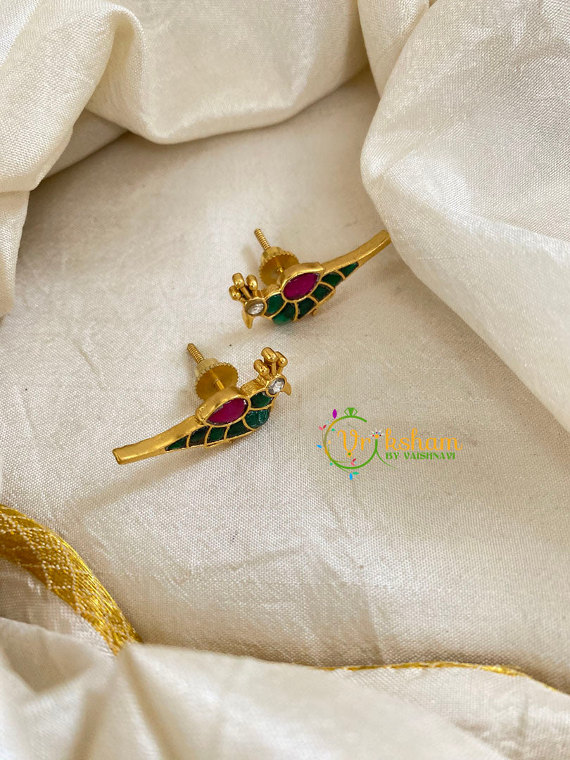 Precious Jadau Kundan Studs -Parrot-J1468