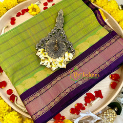 Lime Green Muththu Kattam Silk Cotton Saree - Kattam and Checks Handloom -VS3183