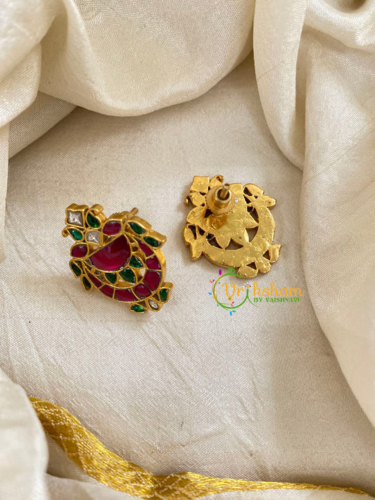 Precious Jadau Kundan Studs -Chandh-Red Green-J1475