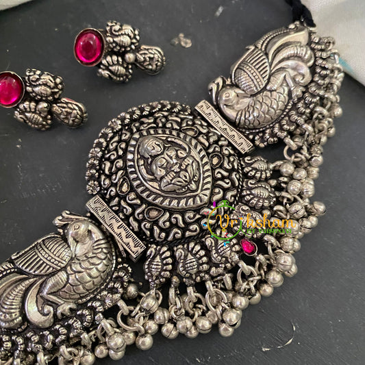 Silver Temple High Neck Choker -Lakshmi -S173