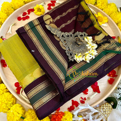 Light Green with Arakku and Green Border Silk Cotton Saree -Handloom -VS3197