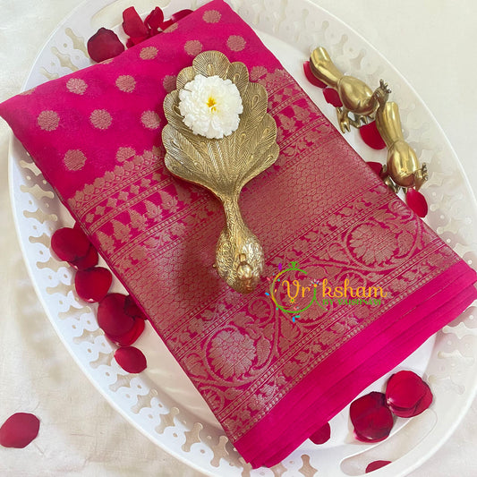 Rani Pink Kora Organza Soft Silk Saree-VS2256